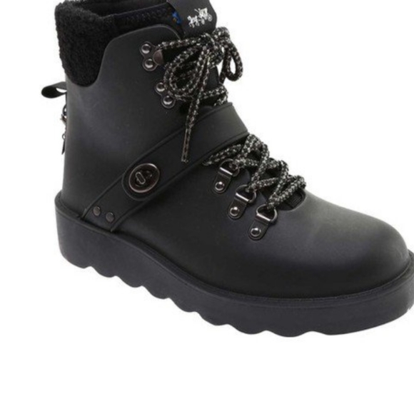 Black Coach boots rubber urban hiker booties sz 6B New FIRM - Picture 5 of 13